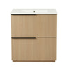 Fluted Bathroom Vanity With Ceramic Sink, Soft Close Slides