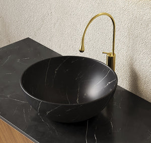 14" Bathroom Bowl Ceramic Sink with Stone Pattern - Matte Finish