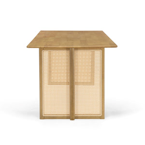 Natural Color Rubber Wood Dining Set with Plastic Rattan