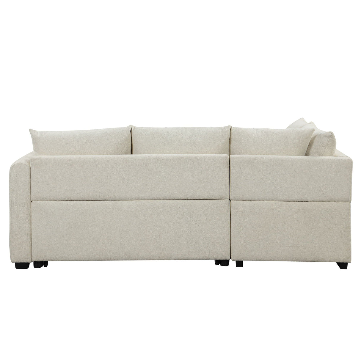 L-Shaped Sectional Pull Out Sofa Bed Sleeper Sofa With Two USB Ports, Two Power Sockets And A Movable Storage Ottoman
