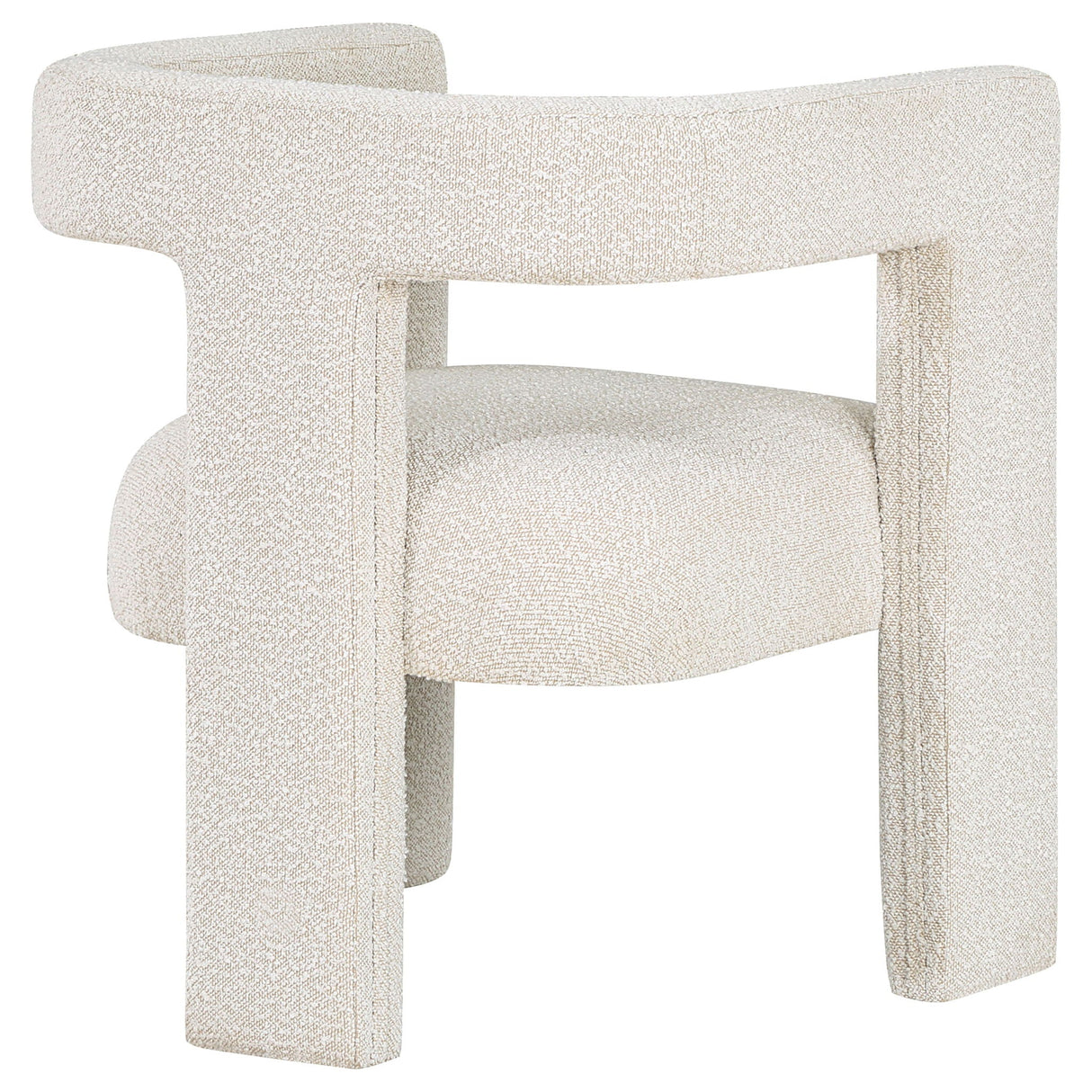 Verda - Upholstered Accent Side Chair In Soft With Rounded Open Back And 3 Leg Base - White