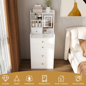 3 In 1 Dressing Table With LED Mirror & Storage Stool, Compact Makeup Vanity - White