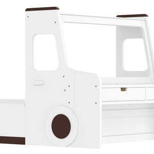 Twin Size Car-Shaped Floor Bed with Storage for Kids