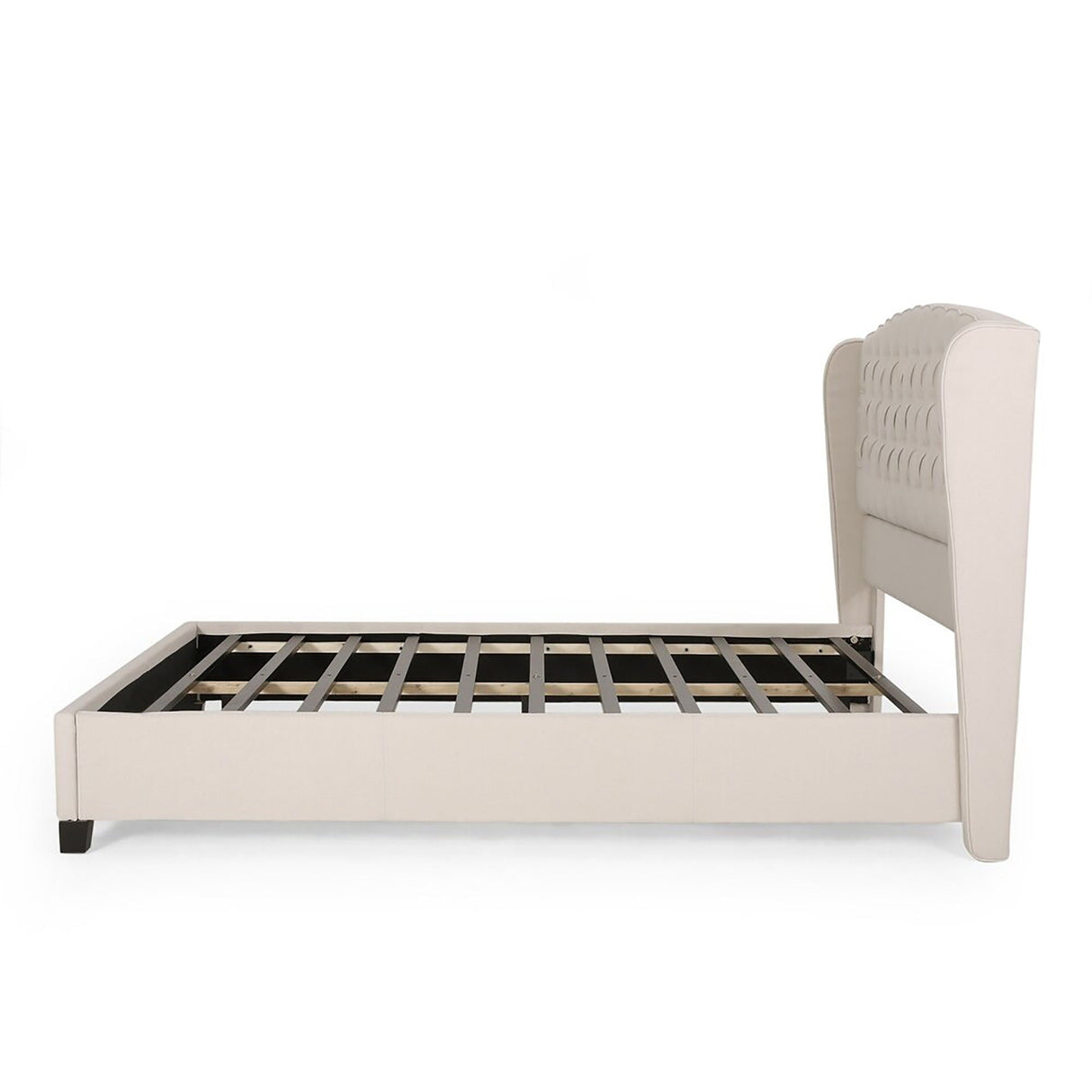 Twilight Fully Upholstered Fabric Wingback Queen Bed - Ivory