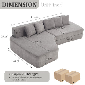 Compression Sectional Couch with Comfy Chaise