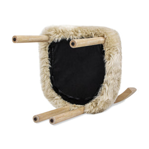 Arden 19.5" Genuine Sheepskin Fur Split Back Dining Chair with Solid Wood Base - White