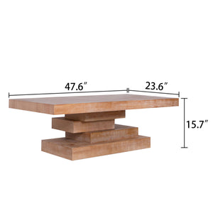 Modern Rustic Coffee Table – Rectangular Wood Center Table for Living Room
