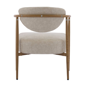 Beige PU Leather Dining Room Chair with Metal Frame