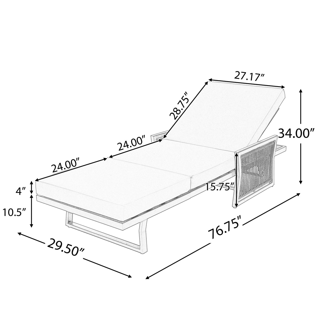 White Iron Outdoor Chaise Lounge