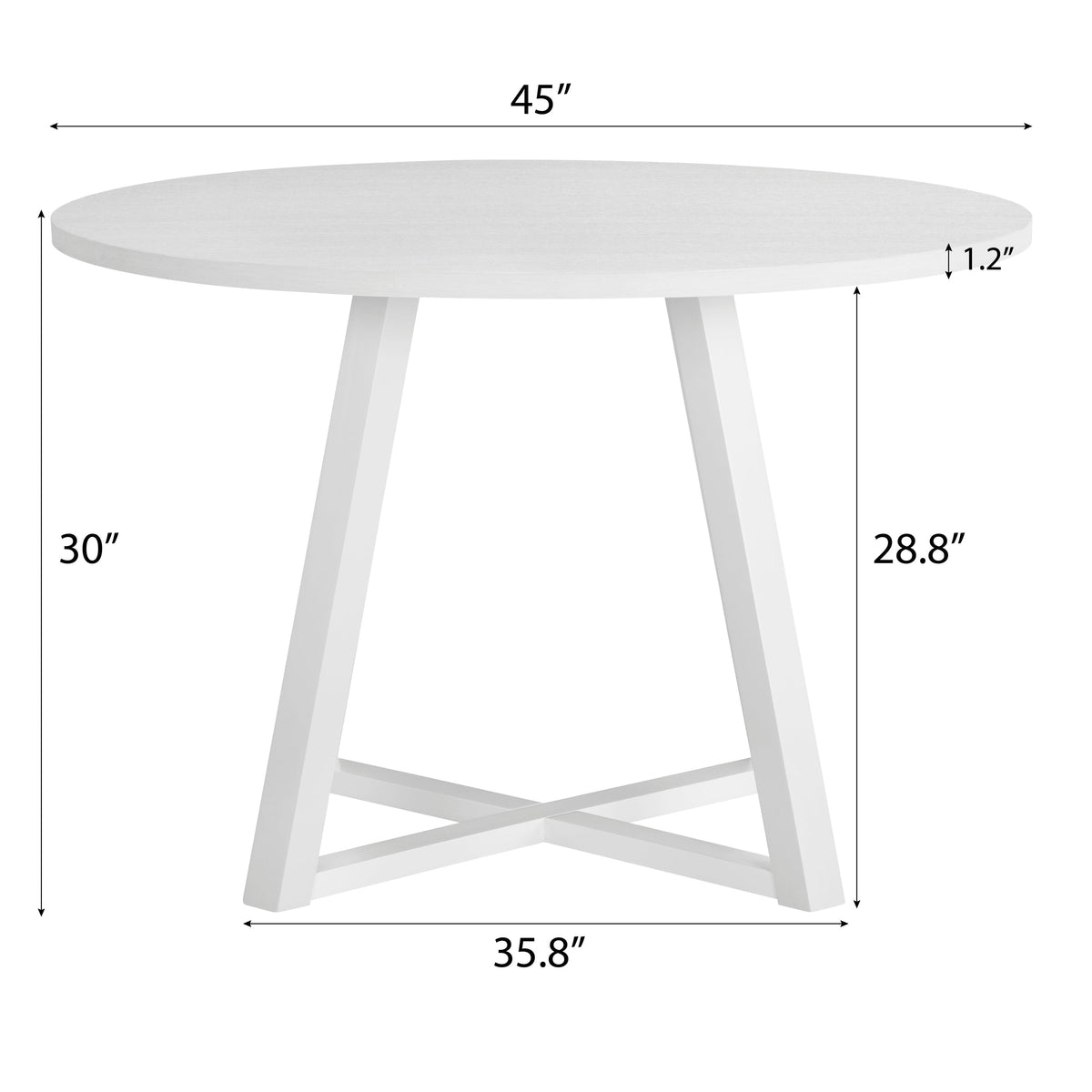 Innes 5-Piece Round Dining Set with Rubberwood Table and Faux Leather Chairs - Vanilla White