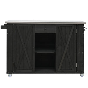 Outdoor Kitchen Island With Stainless Steel Top, Ample Storage Space, Towel And Spice Racks And A Bottle Opener