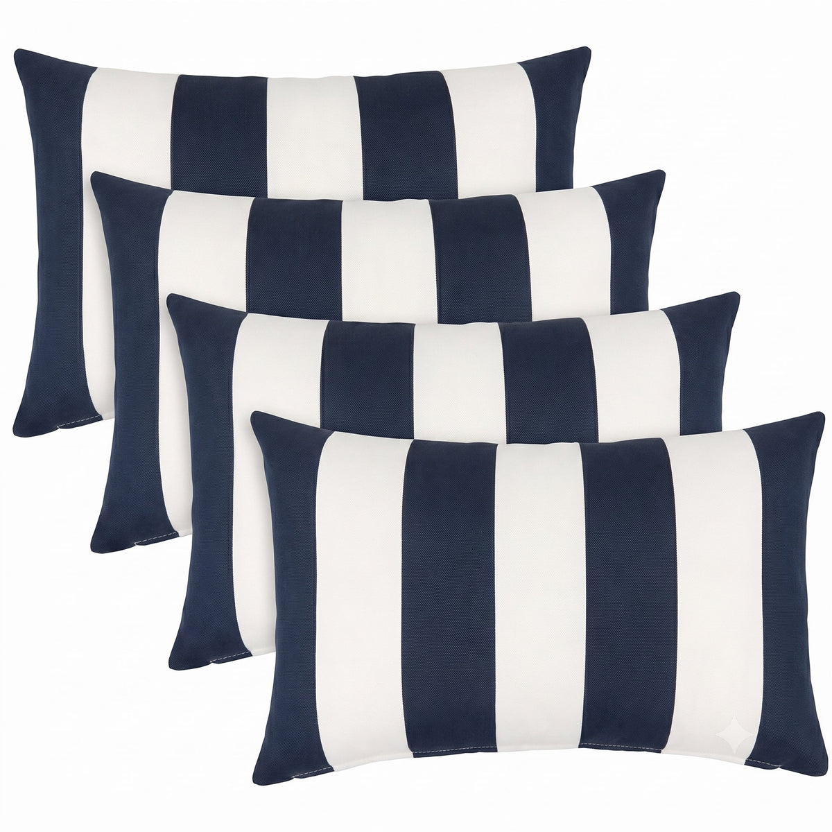 4 Pack Outdoor Lumbar Pillow Covers - Navy Blue/White Striped