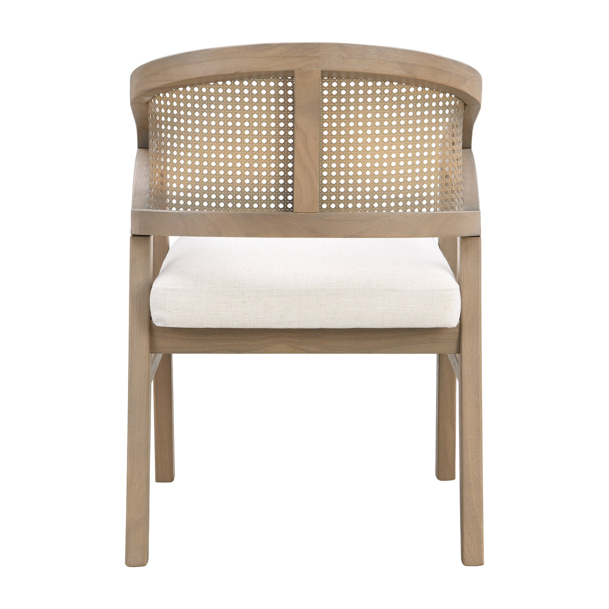 Wooden Frame Dining Chair with Rattan Back, Set of 2