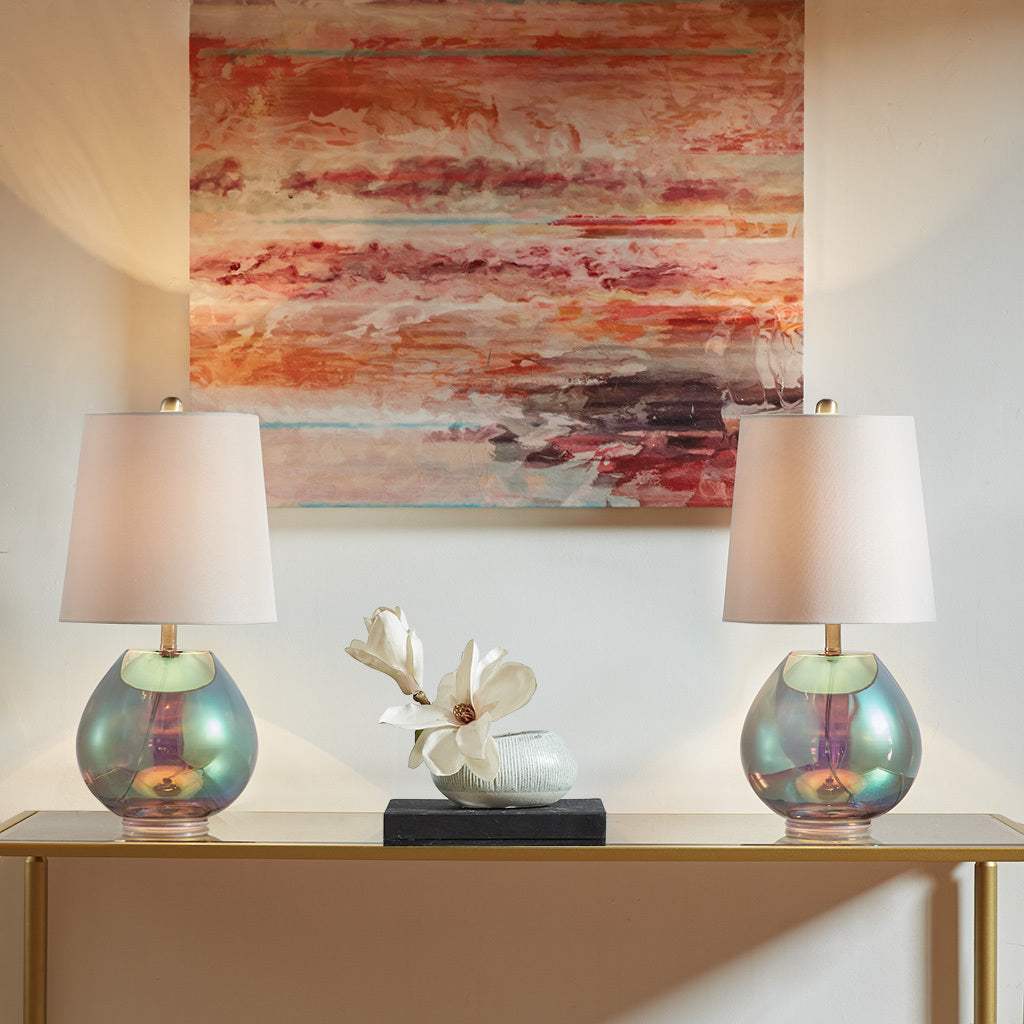 Tm iridescent glass table lamp