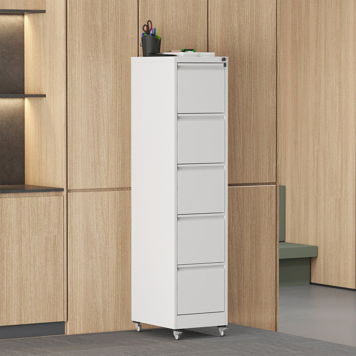 Drawer Metal Locking Vertical File Cabinet With Wheels Heavy Duty Lockable Storage
