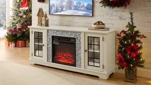 58" Modern TV Stand with Electric Fireplace and Storage
