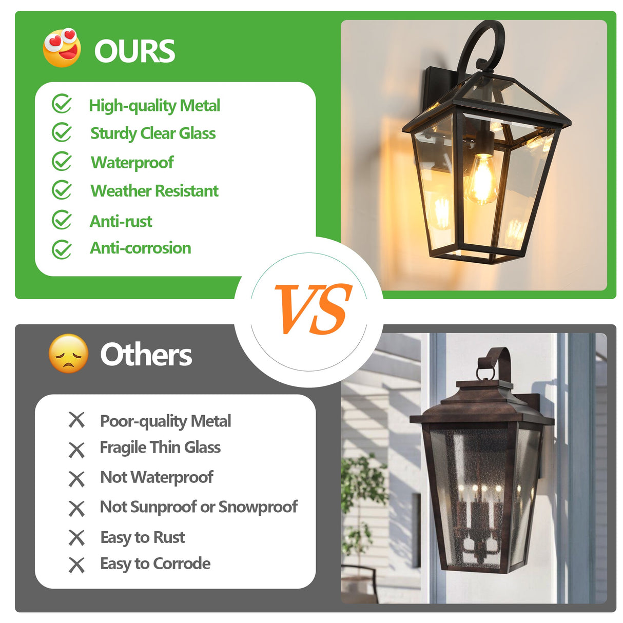 10" 2-Piece Outdoor Wall Lanterns