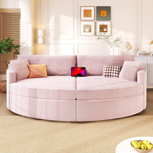 Oversized Double Chaise Lounge Sofa With USB Ports