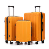 3-Piece ABS Spinner Wheel Luggage Set in Black and Orange