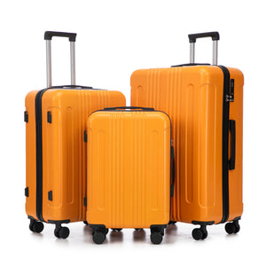 3-Piece ABS Spinner Wheel Luggage Set in Black and Orange