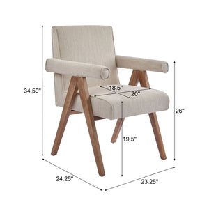 Contemporary Poppy Fabric Dining Armchair with Rubberwood Legs