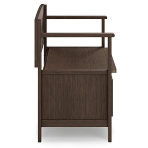 Amherst Solid Wood Entryway Storage Bench in Farmhouse Brown