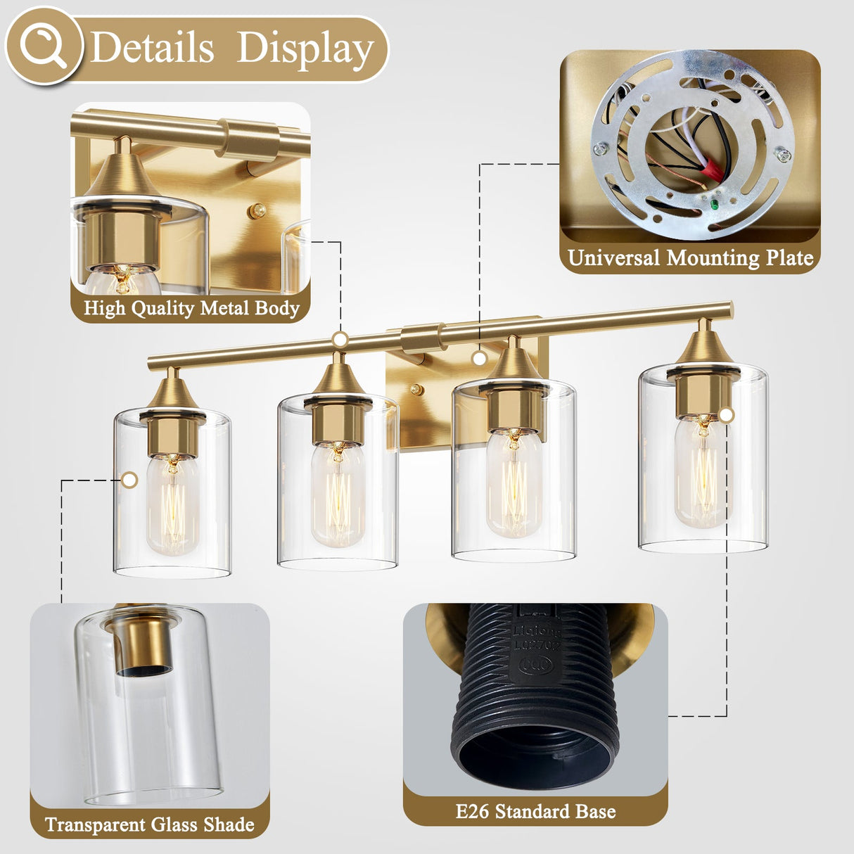 4-Light Brushed Bathroom Vanity Wall Light
