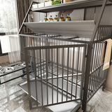 Large Pet Cage with Storage Rack and Stainless Steel Basins
