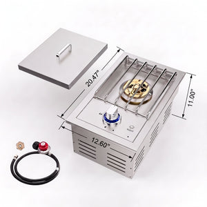 Single Grilling Side Burner, 17,000BTU Liquid Propane
