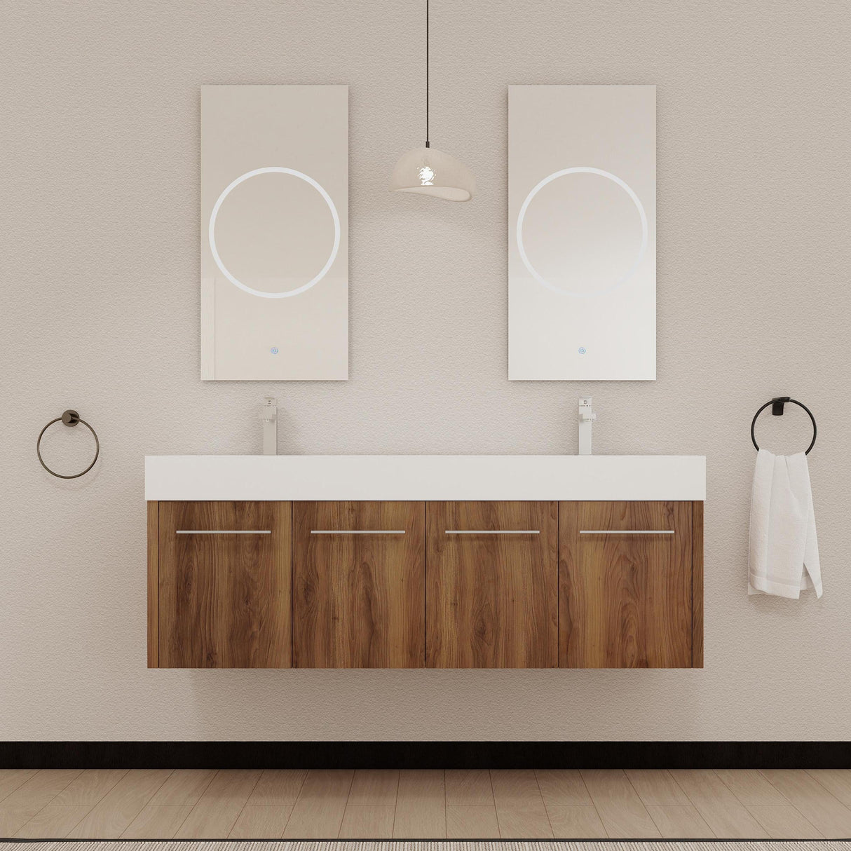 60 Inch Wall-Mounted Bathroom Vanity with Sink