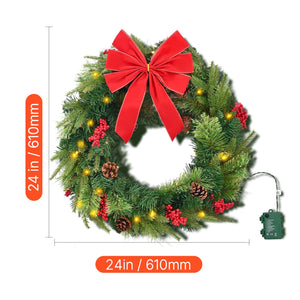24-Inch Pre-Lit Artificial Christmas Wreath
