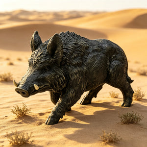 Simulated Wild Boar Resin Garden Statue with Weatherproof Resin - Brown