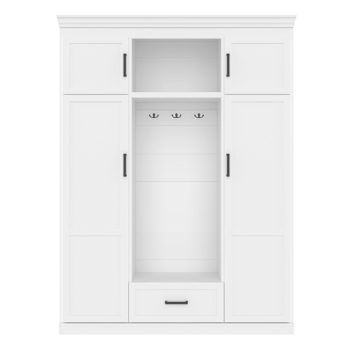Hall Tree With Bench And 3 Hooks, Modern Entryway Storage Organizer Cabinet