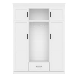 Hall Tree With Bench And 3 Hooks, Modern Entryway Storage Organizer Cabinet
