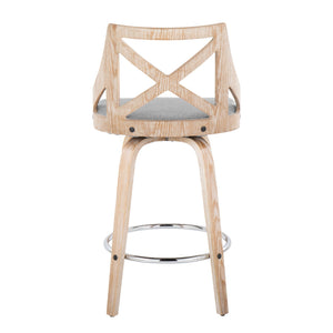 Charlotte - Farmhouse Fixed Height Counter Stool With Swivel And Round Footrest (Set of 2)