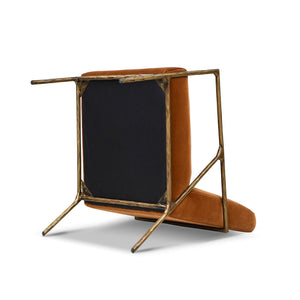 Hammered Brass Upholstered Accent Arm Chair with Performance Upholstery - Orange or Dark Green