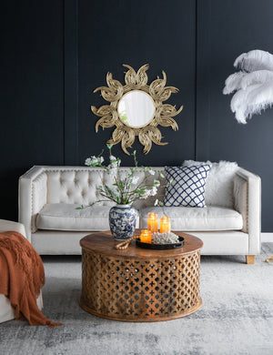 38' Sunburst Metal Decorative Mirror with Gold Finish