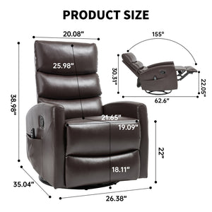 Heat Massage Manual Recliner Chair with Rocker and Swivel