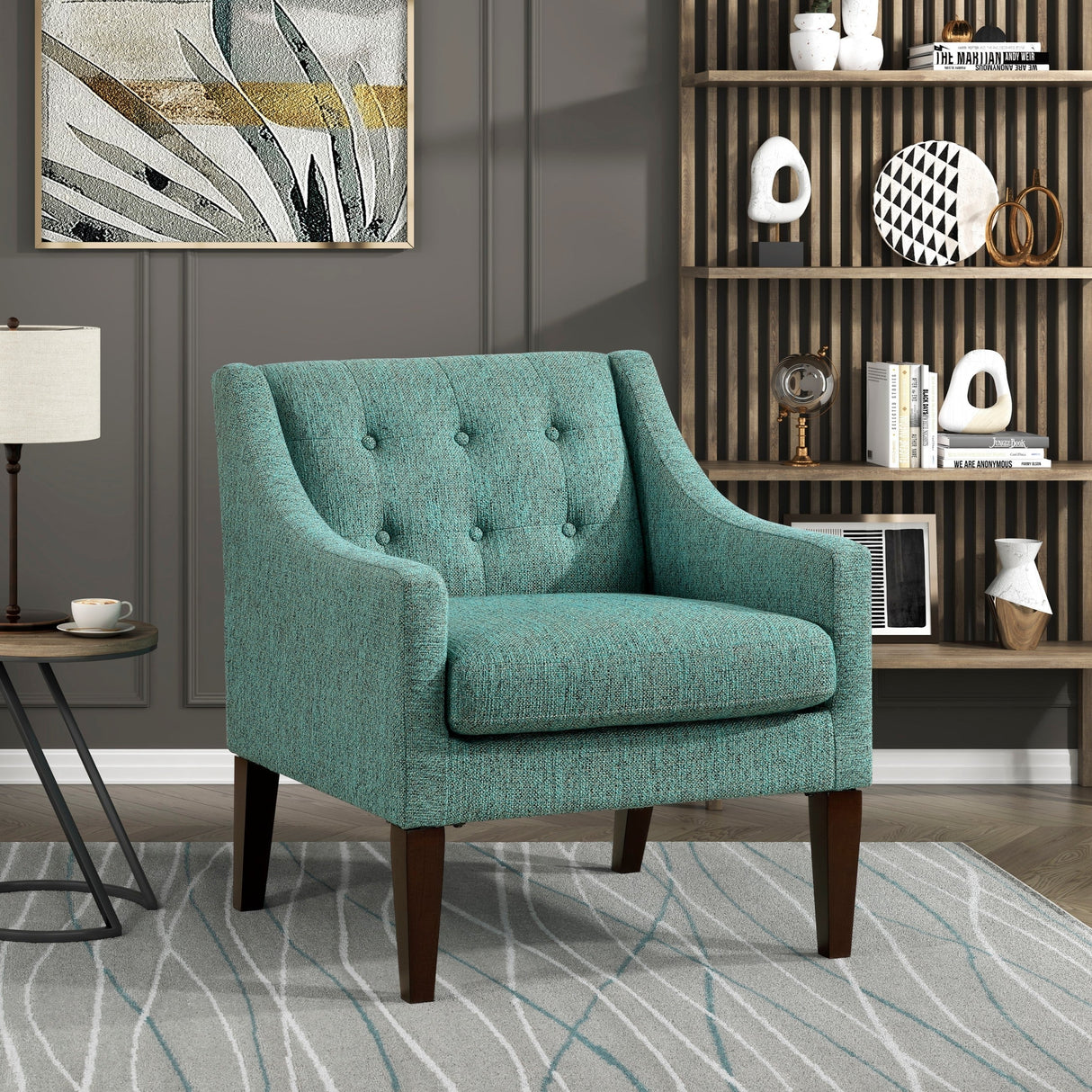 Contemporary Button Tufted Accent Chair