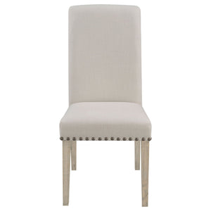 Upholstered Dining Chair With Rolled Edge Seat Back (Set of 2) - Beige