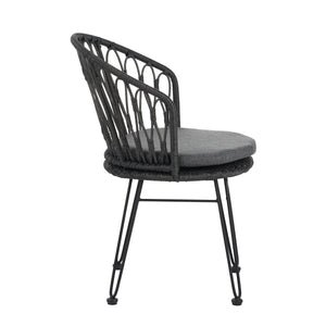 7 PCS Outdoor Dining Set with Acacia Wood Table and Rattan Chairs