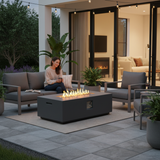 Volon Modern Rectangular Fire Pit Table in Light Gray