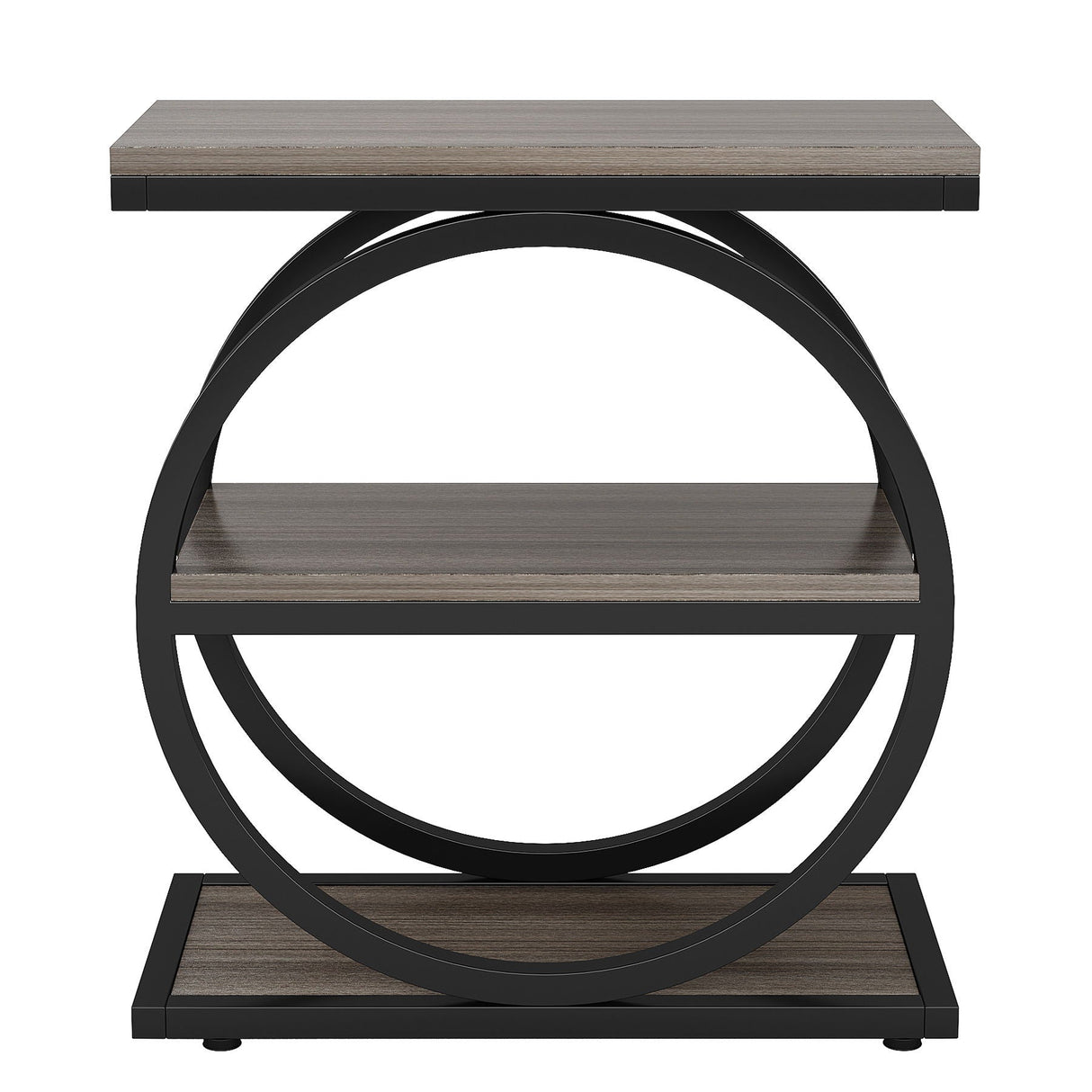 Industrial Narrow End Table With 3 Shelves