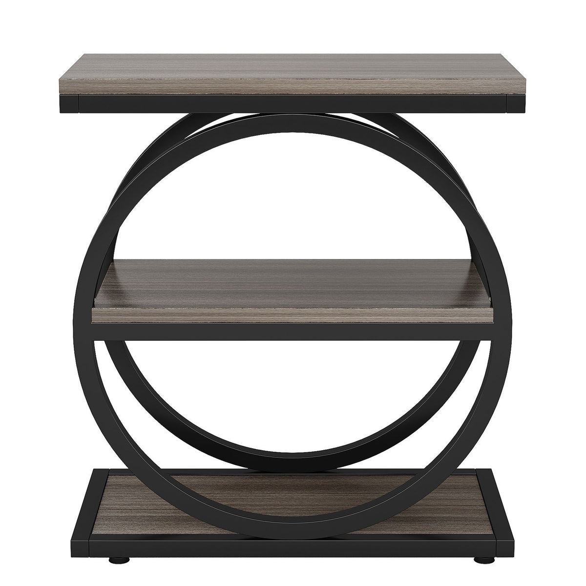 Industrial Narrow End Table With 3 Shelves