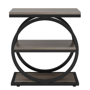 Industrial Narrow End Table With 3 Shelves