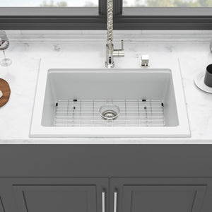 Quartz Kitchen Sink 30" X 22" Granite Composite Workstation Drop In Sink - White