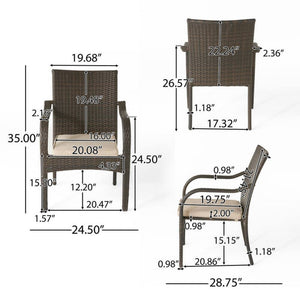 5 Piece Outdoor Dining Set, 31.5" Teak Finish Acacia Wood Table with 4 Chairs
