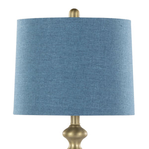 Ashland 27" Contemporary Metal Table Lamp Set in Gold with Linen Shades