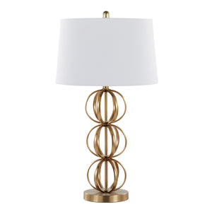 Linx 29" Contemporary Metal Table Lamp in Gold Metal and White Linen Shade - Set of 2