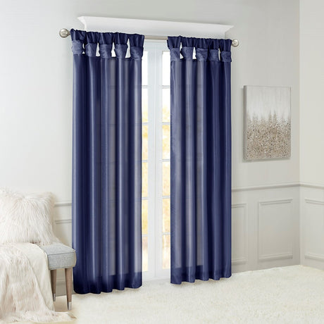 Twist tab lined window curtain panel navy 50x120"
